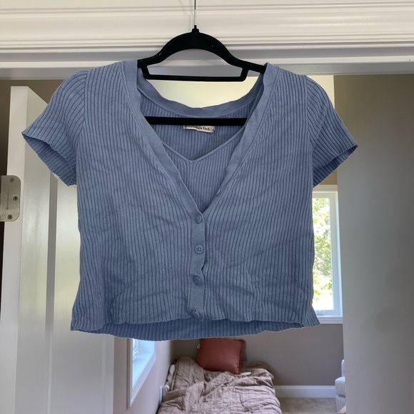 Abercrombie & Fitch Light Blue Ribbed matching set - Picture 1 of 3